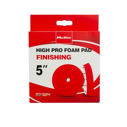 Maxshine 5” Universal High Pro Finishing Foam Pad – Compatible with DA & Rotary Polishers – Professional Detailing Pad for High-Gloss Finishing – Washable & Reusable – Hook & Loop Backing - size: 5", style: Finishing