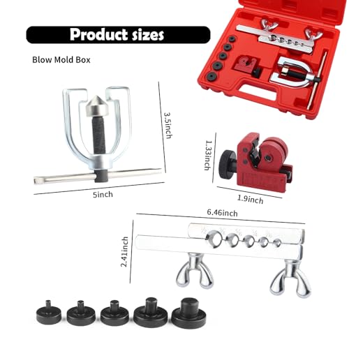 Single & Double Brake Line Flaring Tool Kit with 5 Adapters,25FT 3/16 Brake Line Kit with 16 Fittings,Copper Coated Brakes Lines Repair Kits for Automotive,Fuel,Hydraulic Systems