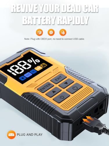 Car Battery Jumper Starter with OBD2 Scanner 7000A for All Gas & 14L Diesel | Portable Jump Starter for 12V Dead Battery, Code Reader, Scan Diagnostic Tool with Jump Cable Flashlight Emergency Kits - color: 7000A+Jumper Starter+OBD2 Scanner