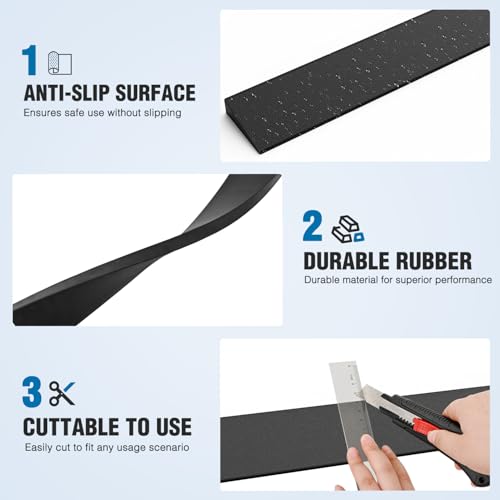 Nilight 0.4" Rise Threshold Ramp for Doorways, 39.4" Wide Low Profile Cuttable Rubber Wheelchair Access Door Ramp for Doorway, Curb, Home Steps, Bathroom - size: 0.4" Rise