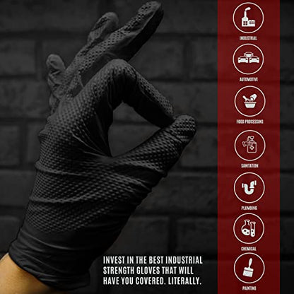 MED PRIDE Maxx Strength Nitrile Industrial Black, 8 Mil Thick - Diamond Texture Disposable Heavy-Duty, Tear-Resistant - size: X-Large
