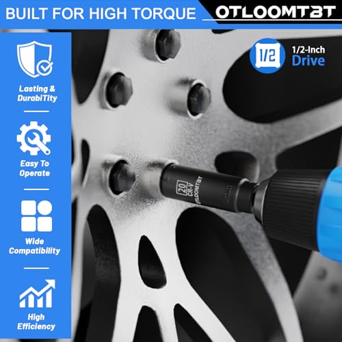 OTLOOMTBT 32PCS Impact Socket Set 1/2" Drive Metric & SAE Deep Sockets | Heavy Duty CR-V Steel Construction with Extension Bar, 6-Point Design, Laser Markings & Storage Case for Auto Repair - style: 32PCS 1/2" Drive Impact Socket Set (Metric/SAE)