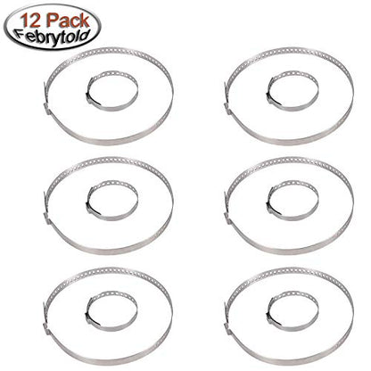 FEBRYTOLD 12 Pcs CV Boot Clamp, 6 Pcs Small and 6 Pcs Large Stainless Steel Universal Adjustable Stainless Steel Drive Shaft CV Boot Clamp