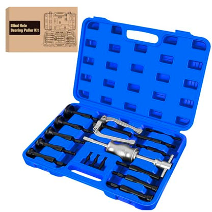 GOOACC 16pcs Blind Hole Bearing Puller Kit, Slide Hammer Pilot Insert Inner Internal Removal Tool Blind Hole Collet Bearing Set, Heavy Duty Blind Bearing Race and Seal Puller Extractor Kit Blue Case - color: 16pc Blind Hole Bearing Puller Blue
