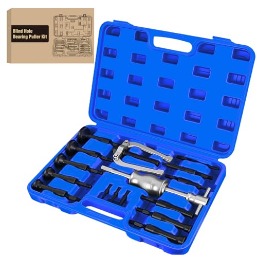 GOOACC 16pcs Blind Hole Bearing Puller Kit, Slide Hammer Pilot Insert Inner Internal Removal Tool Blind Hole Collet Bearing Set, Heavy Duty Blind Bearing Race and Seal Puller Extractor Kit Blue Case - color: 16pc Blind Hole Bearing Puller Blue