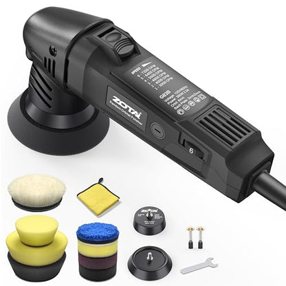 ZOTA Mini Buffer Polisher,2"/3"-8mm Random Orbital polisher,Lightweight Professional Small Polisher for Car Detailing(Black) - color: Black