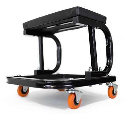 WEN 73011T 250 lb. Capacity Rolling Mechanic Seat with Onboard Storage