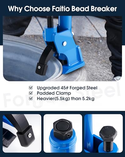 Effort-Saving Manual Tire Bead Breaker, 38"-42" Tires Changer Tool with Rubber Pad, Protect Aluminum Alloy Hubs, Easy-Operated Tire Repair Tool for Car Truck Tractor Mower ATV RV Blue