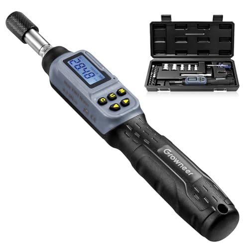 GROWNEER Digital Torque Screwdriver, 2.66-53.1 In-lb/0.3-6 Nm, 1/4'' Drive Inch Pound Torque Screwdriver Electrician with Buzzer & LED Indicator, 27 In 1 Torque Wrench Screwdriver Set, Black - color: Black+grey