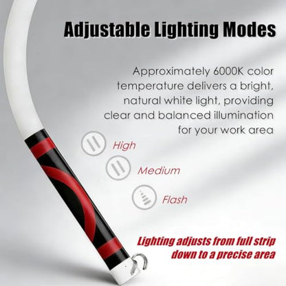 Flexible LED Flashlight Stick, 30" Bendable Mechanic Work Light Rechargeable High Lumen Professional Light 3 Lighting Modes Automotive Illumination Tool Car Repairs Inspections Tight Spaces