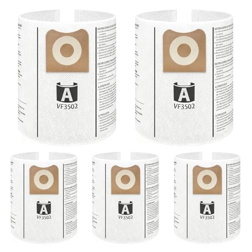 SpaceTent 5 Pack VF3502 Replacement for Rigid Shop Vac Bags Size A, compatible with RIDGID 12-16 Gallon Wet/Dry Vacuums, Part# 23743, High Performance Dust Filter Bags made of NEW PET Material - size: 5PK, style: High Performance