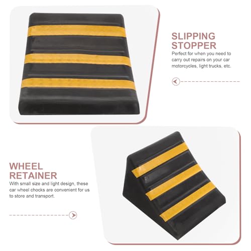 Portable Heavy Duty Rubber Wheel Chock Set for Cars and Trailers Anti-Skid Tire Stopper Non-Slip Design for Uphill Parking and RV Stabilization