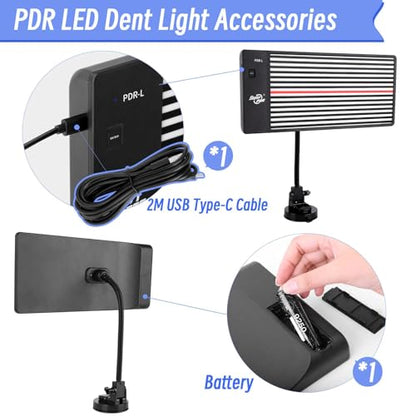 Super PDR Light Board PDR Light Dent Line Board LED PDR Light USB Battery Powered Reflection Light Board Professional Dent Repair Tool Automotive Repair Lighting PDR Reflection Tool Car Body Repair - size: PDR-A1