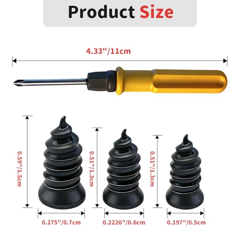 100 Pcs Tire Repair Rubber Nail, Tire Repair Screws Vacuum Tire Repair Nail Tire Screws Plugs 3 Size with Screwdriver Self-Service Tire Screw Plug Repair Kit Fast Tool for tire Puncture Repair