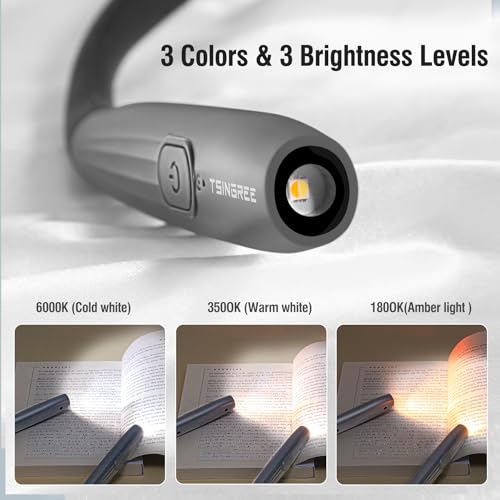 Upgraded LED Neck Reading Light, Book Light, Rechargeable, 3 Colors & 3 Brightness Adjustable, Auto-Off Timer, Neck Light for Reading in Bed, Long Lasting, Perfect for Repairing, Knitting. - color: Phantom Gray