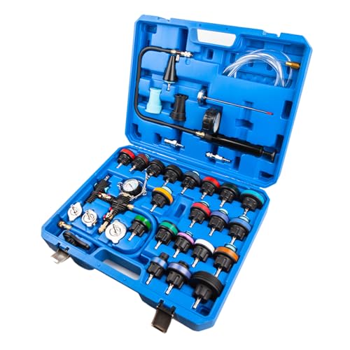 Wostore 33pc Coolant Pressure Tester Kit, Radiator Cooling Filling System Vacuum Pump Leak Test with 23 Adapters for Tesla Model 3/Y, BMW, Ford, Toyota... Universal for Auto Car Airlift 2025 New
