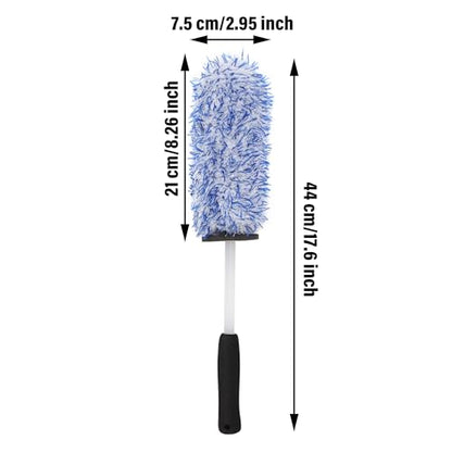Car Wheel Cleaning Brush, Soft Bristle Tire Rim Cleaner, Long Handle Auto Detailing Brush for Wheels, Tires & Engine Bay