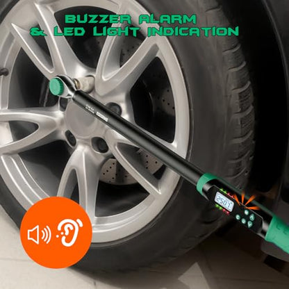 1/2 Inch Drive Digital Torque Wrench, 12.53-250.7Ft.lb/17-340N.m, Long Electronic Torque Wrench with Preset Value, Buzzer & LED Indicator, 2% Accuracy for Bike, Motorcycles, Car - size: 12.5-250.8 Ft-lb/17-340 Nm, style: 1/2-Inch