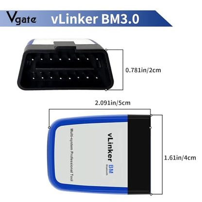 Vgate vLinker BM3.0 Bluetooth OBD2 Scanner Diagnostic Tool for Bimmercode | Code Reader OBD Adapter BMW Android Windows - size: BM3.0-Android & Windows