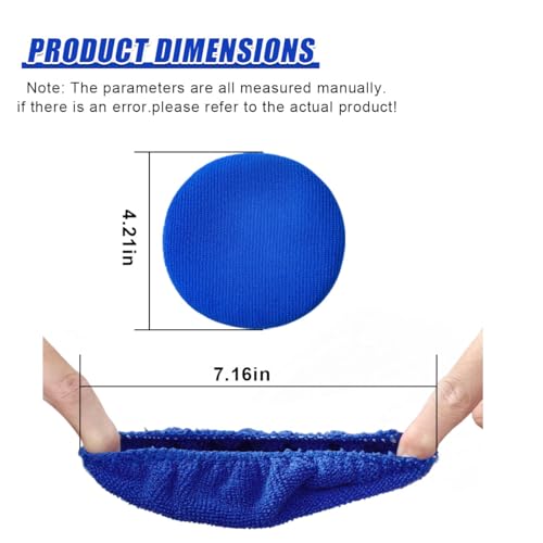 7PCS Car Care Microfiber Cloths, Windshield Cleaner Microfiber Pad Replacement, Interior Auto Window Cleaner Washing Bonnets, Reusable Glass Washing Pads Cover Kit Fit for 5" Plate (Blue)
