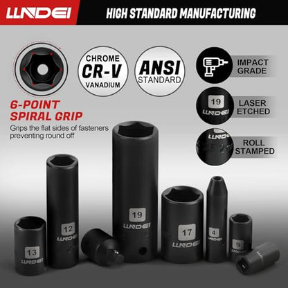 LLNDEI 160Pc Mechanics Socket Set 1/2 1/4 3/8" Drive Metric | CR-V Deep & Shallow Sockets, Metric, Quick Release Ratchet, Professional Tool Kit for Auto Repair, Truck, Garage & Home DIY - size: 160-Piece 1/2" & 3/8" & 1/4" Drive Socket Set
