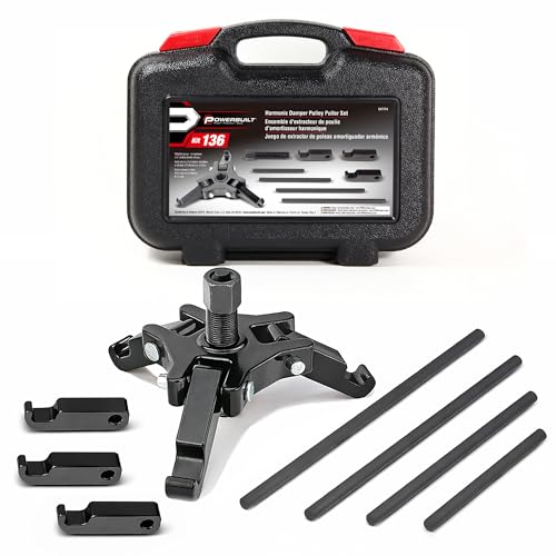 Powerbuilt Harmonic Balancer Puller Set, Adjustable 3 jaw press on Crank Balancer Puller works with most late model cars and trucks in engine compartments without radiator removal - 647774 - style: 9 Piece