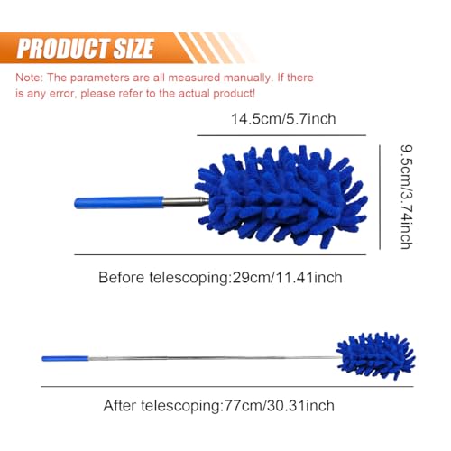 6PCS Microfiber Duster for Cleaning, Washable Chenille Hand Dusters with Extendable Telescoping Pole, Mini Car Interior Dusting Brush Tool for Auto Dash, Home, Office, Blinds(Dark Blue) - color: Dark Blue