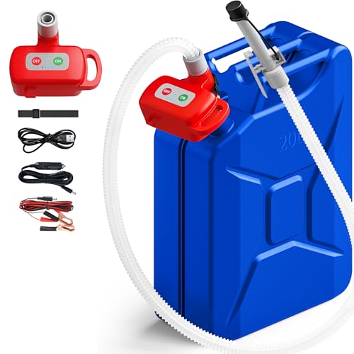 Rechargeable Fuel Transfer Pump with Auto-Stop, 3.4 GPM Leak Protection | Automatic Gas Can Pump with 71" Extra Long Hose, Portable Gas Transfer Pump for Oil, Diesel, Gasoline (Lithium Battery Power)