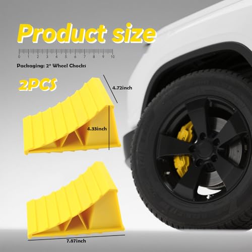 Wheel Chocks for Trailer 2 Pack,Non-Slip Heavy Duty Wheel Chocks for Parking Safety,Universal Triangular Tire Blocks Car Accessories for Most Trailers/RVs/Campers