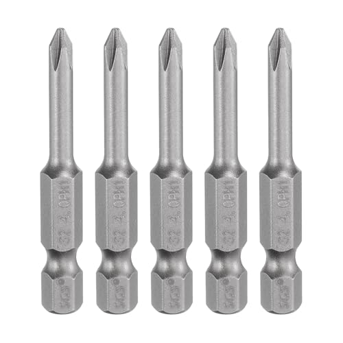HARFINGTON 5pcs #1 Phillips Screwdriver Bit PH1 1/4" Hex Shank 2" (50mm) Long Magnetic S2 Steel Industrial Grade Screw Driver Bit Cross Head Electric Drill Bits 0.157" (4mm) Rod - size: PH1 x 50mm x 4mm