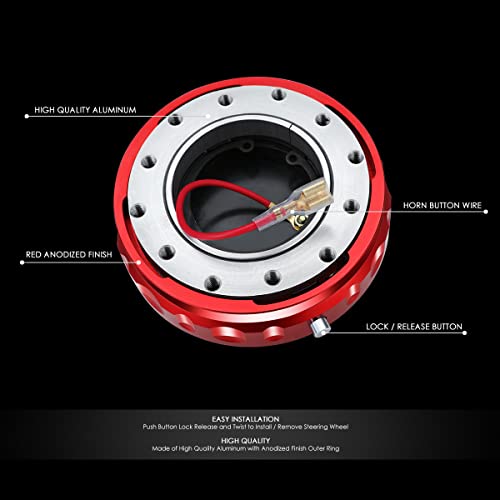 J2 Engineering J2-QR-ZTL-9070-RD Aluminum Low Profile Twist Lock Quick Release Steering Wheel Hub Adapter Kit 6 X 70mm / 6 X 74mm Bolt Pattern,Red