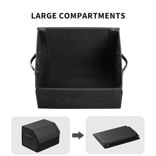 AUTOARK Leather Car Trunk Organizer,Durable Collapsible Adjustable Compartments Cargo Storage,AK-141 - size: L 16.54" x W 12.2" x H 11.5"