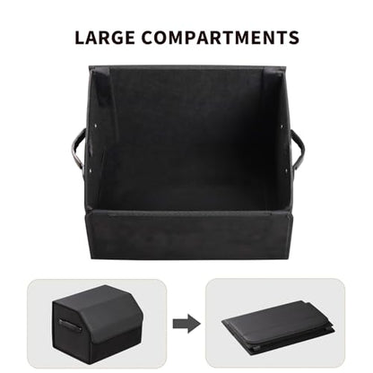 AUTOARK Leather Car Trunk Organizer,Durable Collapsible Adjustable Compartments Cargo Storage,AK-141 - size: L 16.54" x W 12.2" x H 11.5"