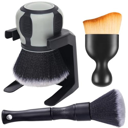 Curveball Detail Brush, Car Ultra Soft Bristles Detailing Brushes, 4PCS Professional Auto Cleaning Brush, Covers Large Area Inside or Outside Vehicles, Exterior Interior Brush- Gray - color: Gray
