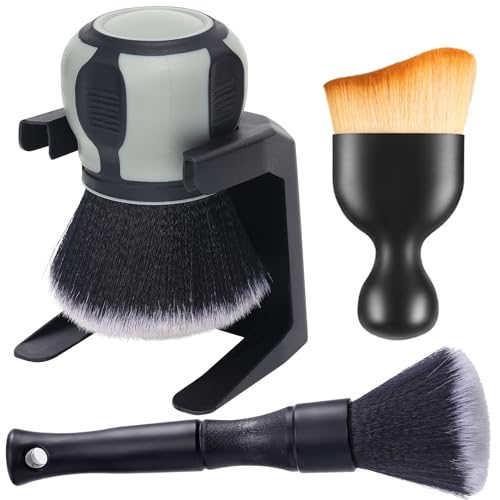 Curveball Detail Brush, Car Ultra Soft Bristles Detailing Brushes, 4PCS Professional Auto Cleaning Brush, Covers Large Area Inside or Outside Vehicles, Exterior Interior Brush- Gray - color: Gray