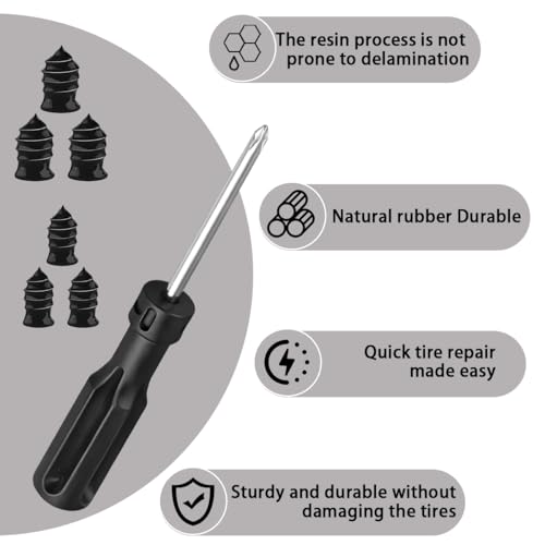 40PCS Car Tire Repair Nails Kit, 2 Sizes Self-Service Rubber Vacuum Tyre Screw in Plug with Screwdriver and Box, Spiral Automotive Fast Tire Repair Screw, Universal for Vehicles - size: 40PCS