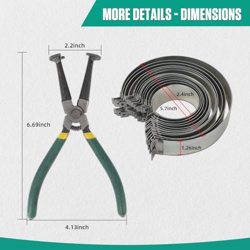 MRCARTOOL Piston Ring Compressor Tool 14Pcs with Plier,13 Rings 2.4"-5.7" | Manganese Steel, Forged Steel Pliers, Fits Sedans Trucks Racing Engines - size: 14PCS