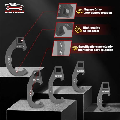 BILITOOLS 5PCS Tie Rod Adjusting Tool Set for Steering Linkage Systems | Sleeve & Pitman Arm Alignment Wrench Kit, Compatible with Ford, Chevy, Ram, Jeep, Older Trucks & SUVs