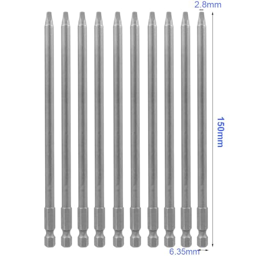Wolfride 10pcs Square Head Bits #2 Square Drive Bit Set 1/4-Inch Shank Tip Bit #2 Long Magnetic Square Head Screwdriver Bits 5.9 Inch Length - style: SQ2 Head
