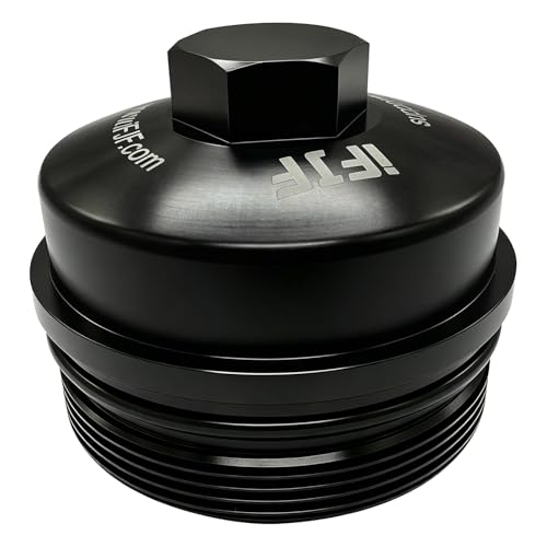iFJF EC781 Oil Filter Cap Aluminum Black Replacement for Ford 6.0L 6.4L | for F250-F550 6.4L, Seamless Seamless-System Integration, 3K-5K Mile Routine Maintenance Ready, Fast Back-on-the-Road Setup - color: Black Aluminum