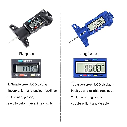 GODESON Tire Tread Depth Gauge, Digital Tire Tread DepthGauge in Inch/MM with Large LCD Display and Tire Tread Depth Measuring Tool for Cars,Trucks,Moto(Blue) - color: Blue