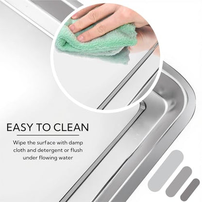 2 Pack Stainless Steel Oil Drip Pan, 27''L x 19''W | Metal Oil Change Tray for Under Car, Large Automative Oil Catch Mat Replacement for Fluid Grease Dripping, Keep Floor Clean
