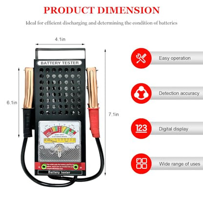 Battery Load Tester, 6V 12V Car Battery Load Checker with Voltmeter and Alligator Clips, Automotive Alternator Tester for Truck RV Motorcycle Boat Batteries, Car Accessories
