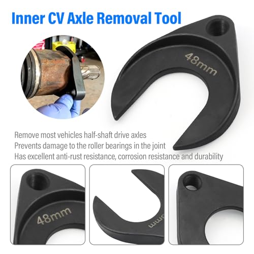 48mm Inner CV Axle Removal Tool with Nut - Front Wheel Drive Vehicles Axle Pulley Attachment For Slide Hammer with 5/8"-18 Threads - CV Joint Puller Fork Adapter Removing Tool Fix Damaged CV Joints - size: 48cm