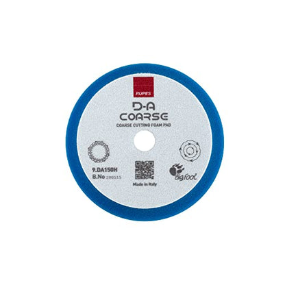 RUPES 9.DA150H Pack of 1 Blue D-A Coarse Cutting Foam Pad 150mm | Ideal for Paint Correction & Gloss Enhancement | Mild to Severe Defect Removal | Compatible with 5" Backing Plate - size: Coarse 150mm, style: Pack of 1