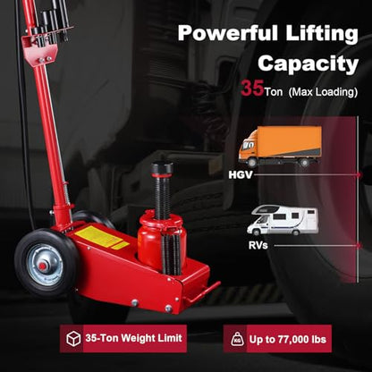 Stark USA Heavy Duty 35-Ton Air Hydraulic Floor Jack for Trucks (70,000lbs) Capacity Service Floor Jack Repair Lifting Tool Shop Air Lift Truck - size: 35 Tons