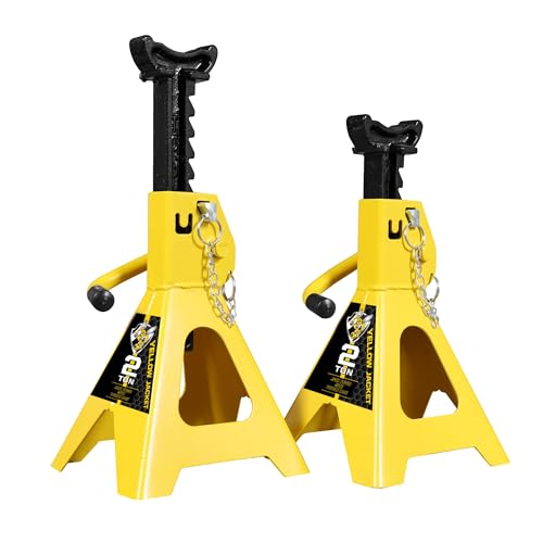 YELLOW JACKET 2 Ton Jack Stands (1 Pair) – Double-Locking Design for Cars & SUVs, 4400 lb Capacity, Premium Steel Construction