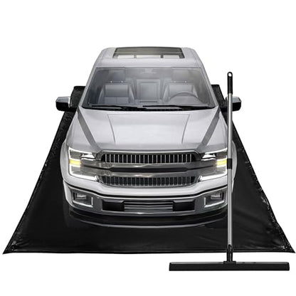 Waterproof Under Car Garage Floor Containment Mat with Squeegee for Snow Rain Mud Oil Protection 7'9" x 18' - size: 7'9" x 18'
