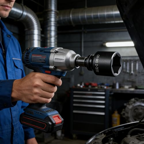 3/4 Inch Drive Impact Jumbo Socket Set,Spindle Axle Nut Impact Socket Set,6-Point,SAE(2-1/16" to 2-1/2"),8 Pcs,Cr-MO Steel,With a Storage Case
