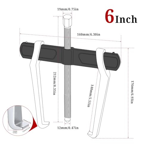 BILITOOLS 6" 2 Jaw Gear Puller, Small Bearing & Pulley Removal Tool | Internal External Reversible for Flywheel, Gears & Pulleys - size: 6”